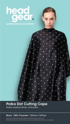 Head Gear Cutting Cape Polka Dot, Black
