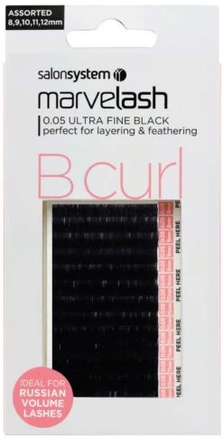 Salon System Marvelash Russian B Curl Lashes, Ultra Fine Assorted